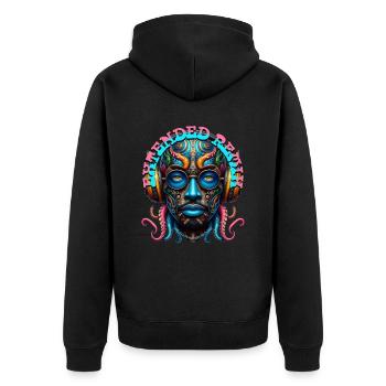 EXTENDED REMIX - Cool Dude with Headphones! - Unisex Premium Organic Zip Hoodie - black - Back - Nico (187cm)