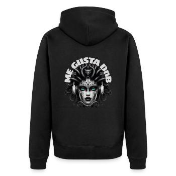 ME GUSTA DnB - Cool Creature with Headphones! - Unisex Premium Organic Zip Hoodie - black - Back - Nico (187cm)
