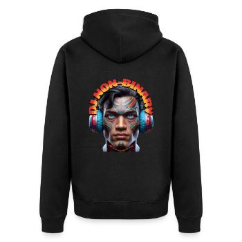 DJ NON-BINARY - Cool Human with Headphones! - Unisex Premium Organic Zip Hoodie - black - Back - Nico (187cm)