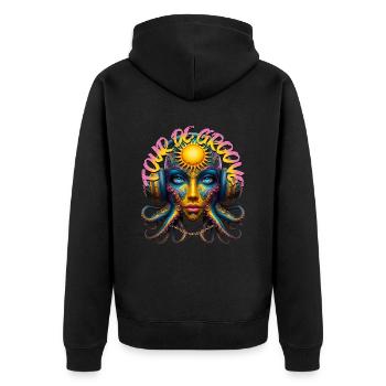 TOUR DE GROOVE - Cool Creature with Headphones! - Unisex Premium Organic Zip Hoodie - black - Back - Nico (187cm)