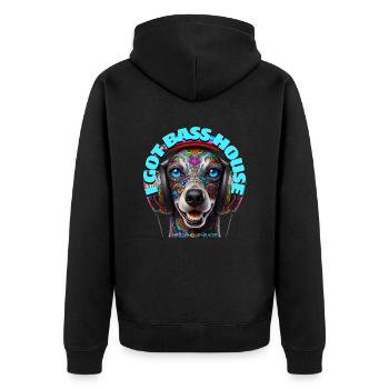 I GOT BASS HOUSE - Cute Poodle with Headphones! - Unisex Premium Organic Zip Hoodie - black - Back - Nico (187cm)