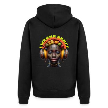 I WANNA DANCE - Cool Woman with Headphones! - Unisex Premium Organic Zip Hoodie - black - Back - Nico (187cm)