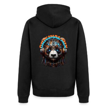 ORIGINAL MIX - Cool Panda with Headphones! - Unisex Premium Organic Zip Hoodie - black - Back - Nico (187cm)