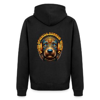 BASS SOUNDS BETTER WITH U-Labradoodle & Headphones - Unisex Premium Organic Zip Hoodie - black - Back - Nico (187cm)