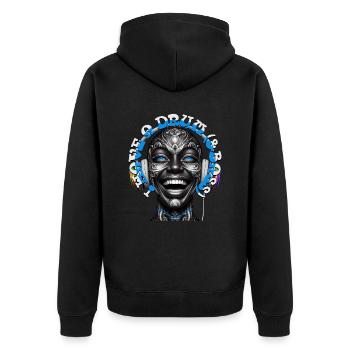 I HAVE A DRUM (&BASS) - Cool Woman with Headphones - Unisex Premium Organic Zip Hoodie - black - Back - Nico (187cm)