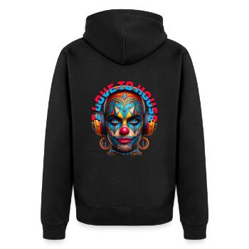 I LOVE TO HOUSE - Cool Clown with Headphones! - Unisex Premium Organic Zip Hoodie - black - Back - Nico (187cm)