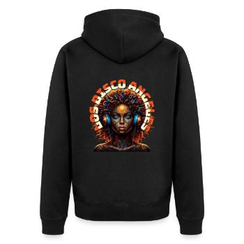 LOS DISCO ANGELES - Cool Woman with Headphones! - Unisex Premium Organic Zip Hoodie - black - Back - Nico (187cm)