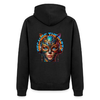 BECAUSE THE PARTY - Cool Woman with Headphones! - Unisex Premium Organic Zip Hoodie - black - Back - Nico (187cm)
