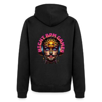 NIGHT BPM GAMES - Cool Human with Headphones! - Unisex Premium Organic Zip Hoodie - black - Back - Nico (187cm)