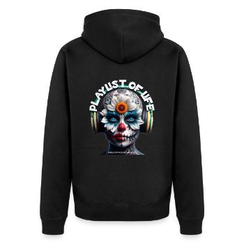 PLAYLIST OF LIFE – Cool Creature with Headphones! - Unisex Premium Organic Zip Hoodie - black - Back - Nico (187cm)