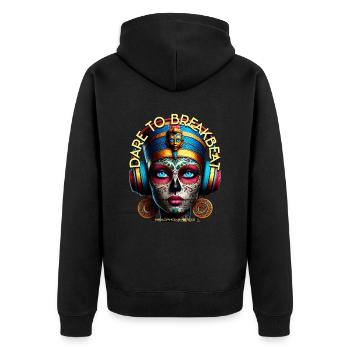 DARE TO BREAKBEAT - Cool Princess with Headphones! - Unisex Premium Organic Zip Hoodie - black - Back - Nico (187cm)