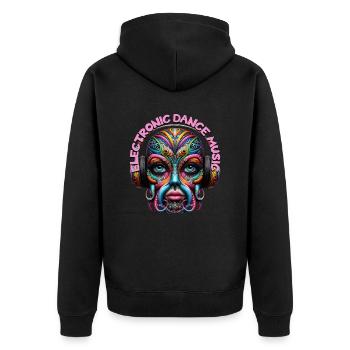 ELECTRONIC DANCE MUSIC -Cute Creature & Headphones - Unisex Premium Organic Zip Hoodie - black - Back - Nico (187cm)