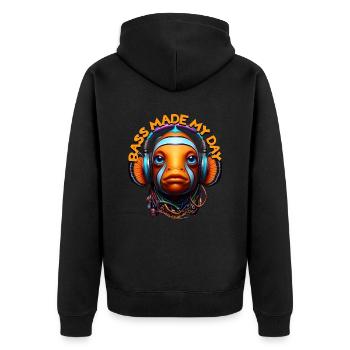 BASS MADE MY DAY - Cool Clownfish with Headphones! - Unisex Premium Organic Zip Hoodie - black - Back - Nico (187cm)