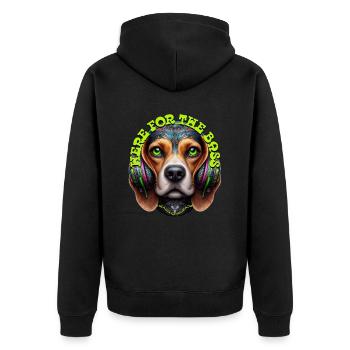 HERE FOR THE BASS - Cute Beagle with Headphones! - Unisex Premium Organic Zip Hoodie - black - Back - Nico (187cm)