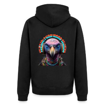 YES SIR I CAN HARD TECHNO - Vulture & Headphones! - Unisex Premium Organic Zip Hoodie - black - Back - Nico (187cm)