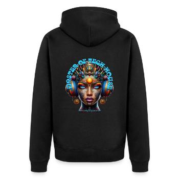 MASTER OF TECH HOUSE - Cool Princess & Headphones! - Unisex Premium Organic Zip Hoodie - black - Back - Nico (187cm)