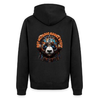 HOT MELODIC HOUSE STUFF - Cute Panda & Headphones! - Unisex Premium Organic Zip Hoodie - black - Back - Nico (187cm)