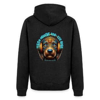 TECH HOUSE 126-132 BPM - Labradoodle & Headphones! - Unisex Premium Organic Zip Hoodie - black - Back - Nico (187cm)