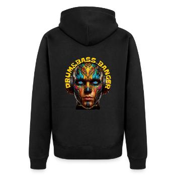 DRUM&BASS BANGER - Cool Dude with Headphones! - Unisex Premium Organic Zip Hoodie - black - Back - Nico (187cm)