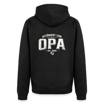 Befördert zum Opa 2025 - Unisex Premium Bio Zip Hoodie - Schwarz - Hinten - Nico (187cm)