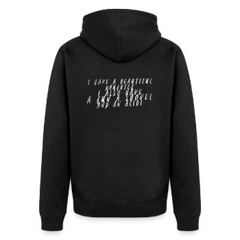 Vater Tochter - Unisex Premium Bio Zip Hoodie - Schwarz - Hinten - Nico (187cm)