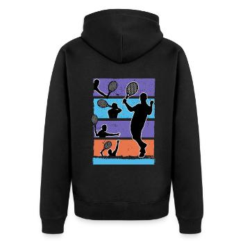 padel padel tennis padeltennis player paddle padle - Unisex Premium Organic Zip Hoodie - black - Back - Nico (187cm)