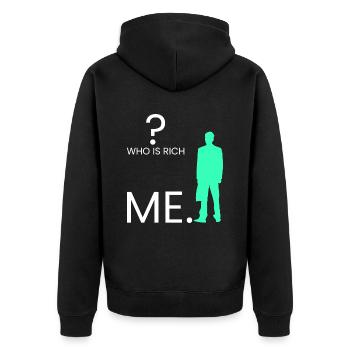 Qui est riche ? Je. - Veste à capuche bio Premium Unisexe - noir - Dos - Nico (187cm)