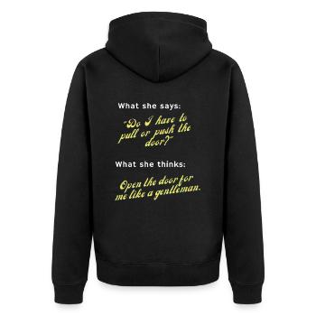 Ouvrez-le comme un gentleman! - Veste à capuche bio Premium Unisexe - noir - Dos - Nico (187cm)