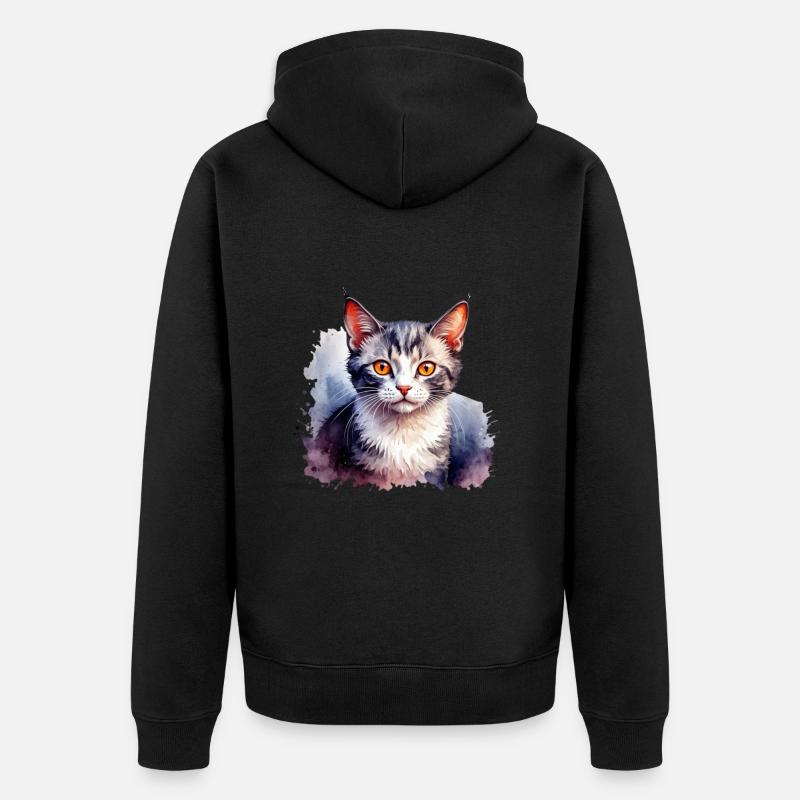 Beau design de chat - Veste à capuche bio Premium Unisexe - noir