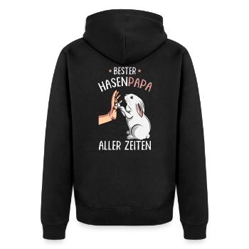 Bester Hasen Papa aller Zeiten Hase - Unisex Premium Bio Zip Hoodie - Schwarz - Hinten - Nico (187cm)