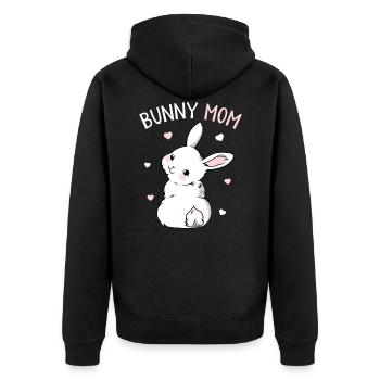 Hasen Mama Hase Damen Frauen - Unisex Premium Bio Zip Hoodie - Schwarz - Hinten - Nico (187cm)