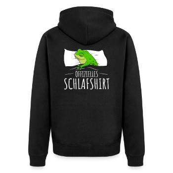 Offizielles Schlafshirt Frosch Frösche Damen - Unisex Premium Bio Zip Hoodie - Schwarz - Hinten - Nico (187cm)