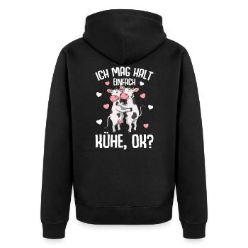 Kuh Ich mag halt Kühe Kinder Mädchen - Unisex Premium Bio Zip Hoodie - Schwarz - Hinten - Nico (187cm)