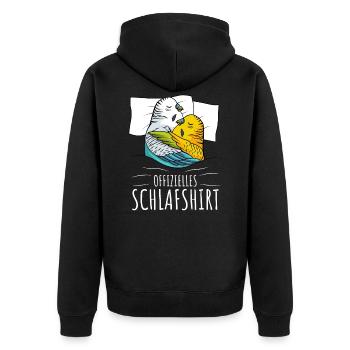 Offizielles Schlafshirt Wellensittich Liebhaber - Unisex Premium Bio Zip Hoodie - Schwarz - Hinten - Nico (187cm)