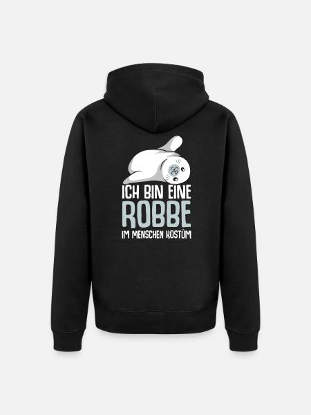 Robbe Seehund Seelöwe Robben Mädchen - Unisex Premium Bio Zip Hoodie - Schwarz