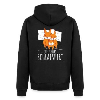 Offizielles Schlafshirt Eichhörnchen Familie - Unisex Premium Bio Zip Hoodie - Schwarz - Hinten - Nico (187cm)