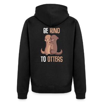Be Kind To Otters Seeotter Otter - Unisex Premium Bio Zip Hoodie - Schwarz - Hinten - Nico (187cm)