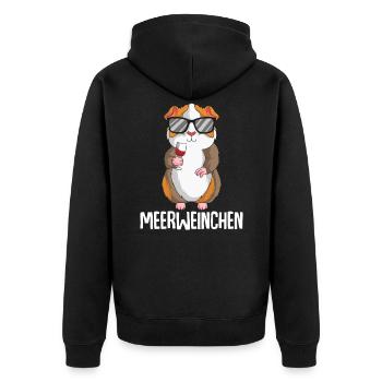 Meerweinchen Meerschweinchen Wein - Unisex Premium Bio Zip Hoodie - Schwarz - Hinten - Nico (187cm)