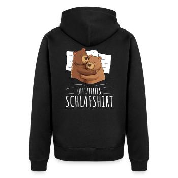 Offizielles Schlafshirt Bär Grizzly Braunbär - Unisex Premium Bio Zip Hoodie - Schwarz - Hinten - Nico (187cm)