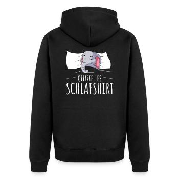 Offizielles Schlafshirt Elefant Schlafen - Unisex Premium Bio Zip Hoodie - Schwarz - Hinten - Nico (187cm)