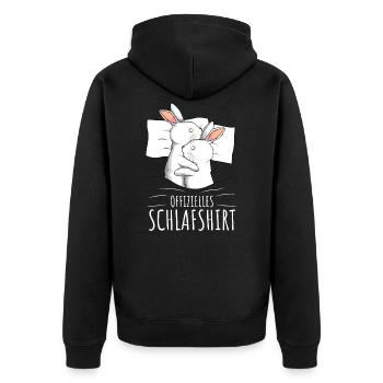 Offizielles Schlafshirt Hase Kaninchen - Unisex Premium Bio Zip Hoodie - Schwarz - Hinten - Nico (187cm)