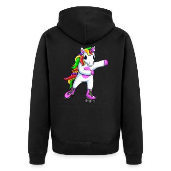Rollschuhe Roller Girl Rollschuh Einhorn - Unisex Premium Bio Zip Hoodie - Schwarz - Hinten - Nico (187cm)