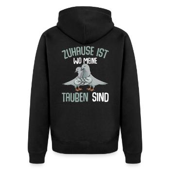 Zuhause ist wo meine Tauben sind Taube - Unisex Premium Bio Zip Hoodie - Schwarz - Hinten - Nico (187cm)