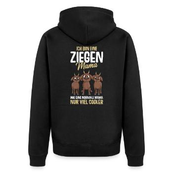 Ziegen Mama Landwirtin Ziege - Unisex Premium Bio Zip Hoodie - Schwarz - Hinten - Nico (187cm)