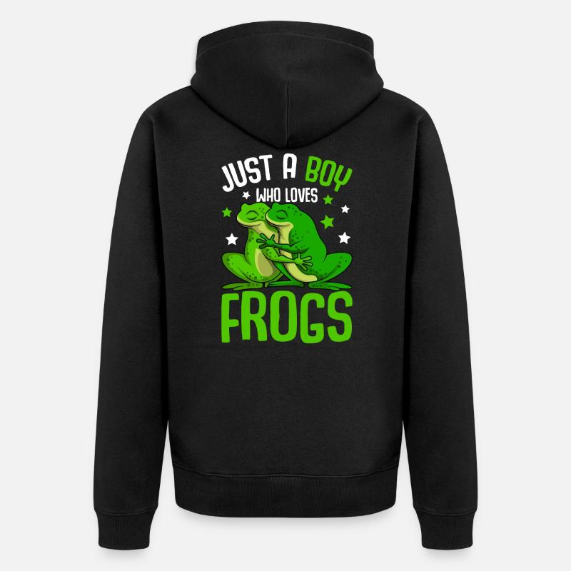 Grenouille Jeunes Grenouilles de compagnie - Veste à capuche bio Premium Unisexe - noir