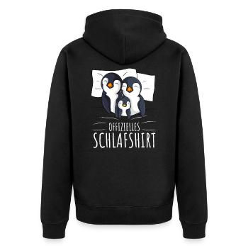 Offizielles Schlafshirt Pinguin Familie - Unisex Premium Bio Zip Hoodie - Schwarz - Hinten - Nico (187cm)