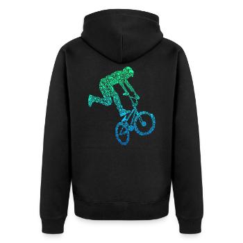BMX Stunt Dirt Bike Freestyle Rider - Unisex Premium Organic Zip Hoodie - black - Back - Nico (187cm)