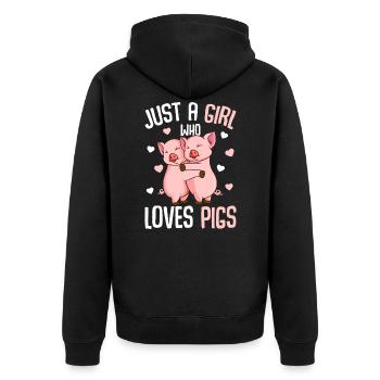 Pigs Kids Girls Gift - Unisex Premium Organic Zip Hoodie - black - Back - Nico (187cm)