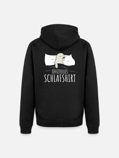 Offizielles Schlafshirt Robbe Schlafen Robben - Unisex Premium Bio Zip Hoodie - Schwarz