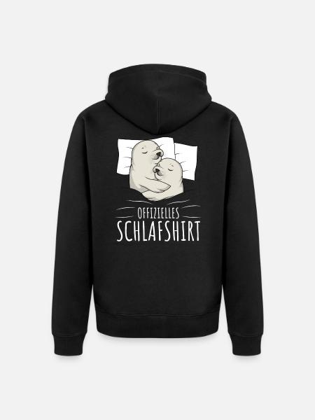 Offizielles Schlafshirt Robbe Schlafen - Unisex Premium Bio Zip Hoodie - Schwarz